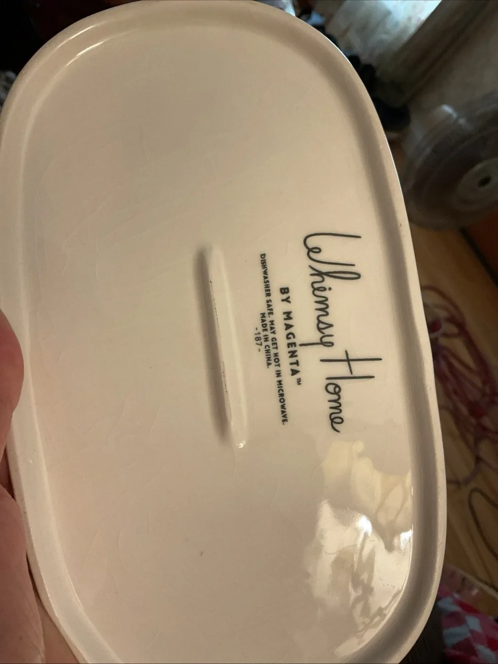 Rare  Butter Dish With Bunny Rabbit Ears Top Whimsy Home By Magenta Easter EUC